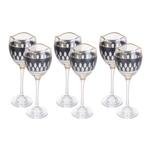 Bohemia Glasses Set, 270 ml, 6 Pieces - Clear Black