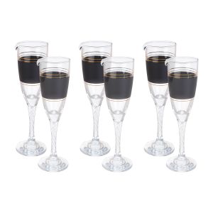 Bohemia Glasses Set, 180 ml, 6 Pieces - Clear Black