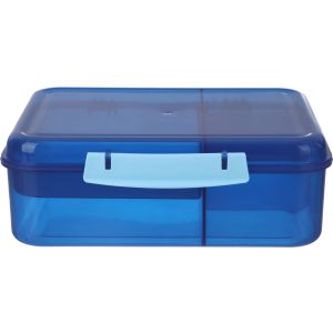 Zigzag Plastic Lunch Box, 3 Eyes, 1.65 Liters - Blue