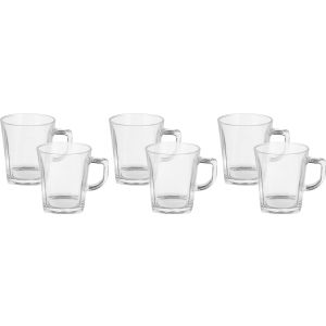 Riena mora Glass Mug Set, 6 Pieces, 268 ml - Clear