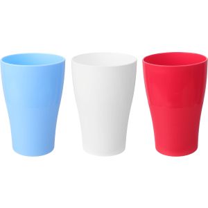 Lamsa Plast Plastic Water Cup Set, 3 Pieces, 340 ml - Multicolor