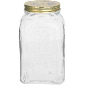 Pasabahce Glass Jar with Lid, 1500 ml - Clear Gold