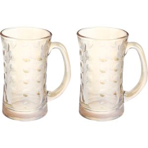Glass Juice Mug Set, 2 Pieces, 380 ml - Light Brown