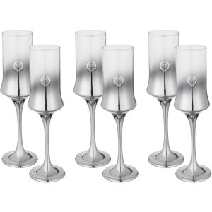 Snabel Glass Cup Set, 6 Pieces, 220 ml - Silver