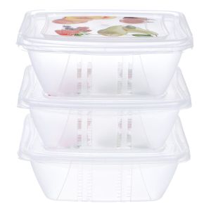 Snips Plastic Refrigerator Box Set, 3 Pieces, 0.5 Liter - Clear