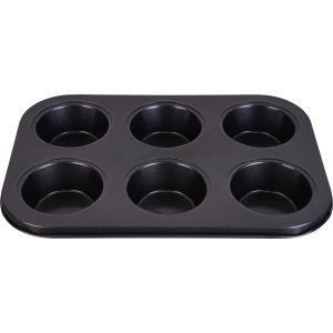 Teflon Cupcake Mold, 6 Eyes, 26x18 cm - Dark Grey