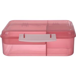 Zigzag Plastic Lunch Box, 3 Eyes, 1.65 Liters - Pink