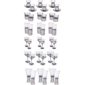 Tulip Family Glass Set, 42 Pieces - Clear Silver