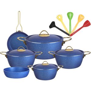 Vision Granite Pots Set, 15 Pieces - Blue