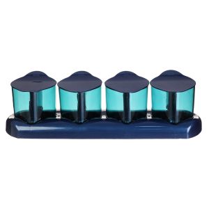 Max Plast Plastic Spice Jar Set with Base, 4 Pieces,With Stand