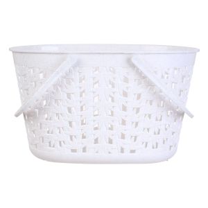 Elite Plastic Clothespin Basket with Handle, 30×20 cm - White
