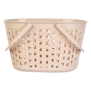 Elite Plastic Clothespin Basket with Handle, 30×20 cm - Beige