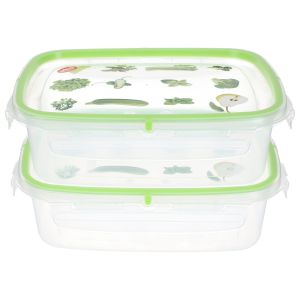 Snips Plastic Refrigerator Box Set, 2 Pieces, 1.4 Liter - Light Green