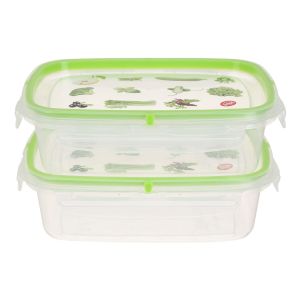 Snips Plastic Refrigerator Boxes Set, 2 Pieces, 0.6 Liter - Light Green