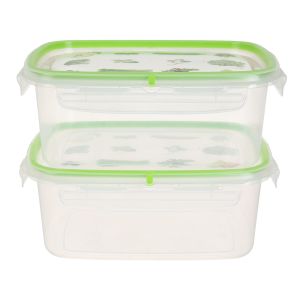 Snips Plastic Refrigerator Boxes Set, 2 Pieces, 1.8 Liters - Light Green