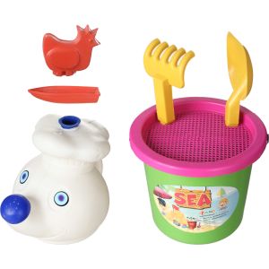 Faro Plast Plastic Beach Bucket Set For Kids, 7 Pieces - Multicolor