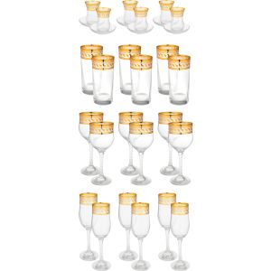 Tulip Family Glass Set, 30 Pieces - Clear Gold