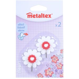 Plastic Hook Set Flower Shape, 2 Pieces, 4 cm - Red