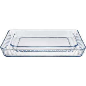 Pasabahce Thermal Glass Oven Tray Set, 2 Pieces - Clear
