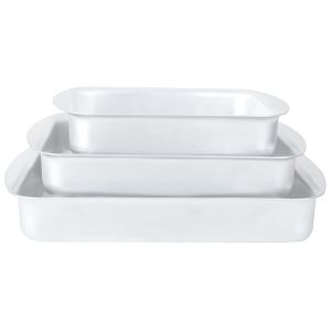Al Ahram Aluminum Oven Casserole Set, 3 Pieces - Silver
