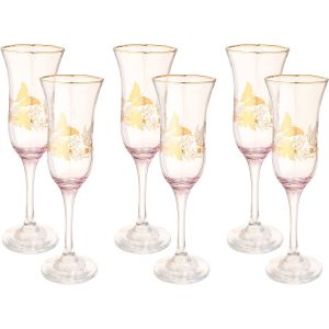Bohemia Glasses Set, 6 Pieces - Clear Gold