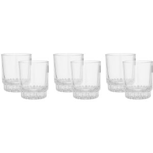 City Glass Cups Set, 6 Pieces, 170 Ml - Clear