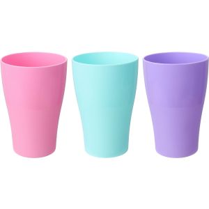 Lamsa Plast Plastic Water Cup Set, 3 Pieces, 340 ml - Multicolor