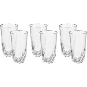 Riena mora Glass Cups Set, 6 Pieces, 380 ml - Clear