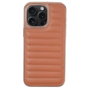 HDD Protection Cover with Golden Frame, Compatible with iPhone 15 Pro Max - Brown