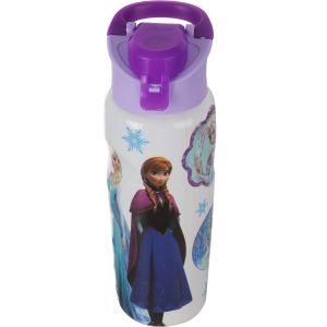 Plastic Sports Water Bottle for Kids, 640 ml, with Squeeze Cap - White Purple