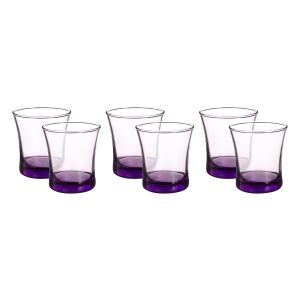 Pasabahce Glass Cups Set, 6 Pieces, 240 ml - Purple