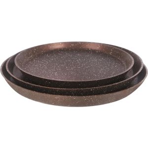 Ideal Home Granite Pizza Tray Set, 3 Pieces - Brown