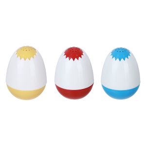 Lamsa Plastic Egg Shaped Salt and Pepper Shaker Set, 3 Pieces - Multicolor