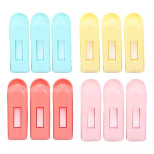 Bassiouny Plast Plastic Clip Set, 12 Pieces, 6 cm - Multicolor
