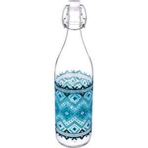 Glass Water Bottle, Clip Lid, 1 Liter - Clear