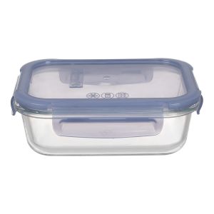 Pasabahce Glass Food Keeper With Plastic Lid, 20×14 Cm - Clear Blue