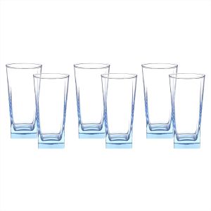 Pasabahce Glass Cups Set, 6 Pieces, 305 ml - Blue