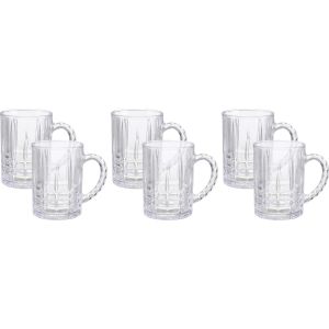 BlinkMax Glass Mug Set, 6 Pieces, 200 ml - Clear