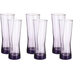 Pasabahce Cerveza Glass Shop Set, 6 Pieces, 340 ml - Purple