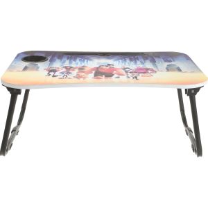 Al Alamiya 3D Wooden Laptop Table with Metal Legs, Easy to Fold, 60×40 cm - Multicolor