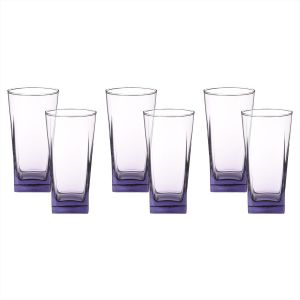 Pasabahce Glass Cups Set, 6 Pieces, 305 ml - Purple