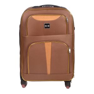 Original Bear Textile Trolley Travel Bag, 24 Inches, 5 Zippers, 4 Wheels, Digital Lock - Brown