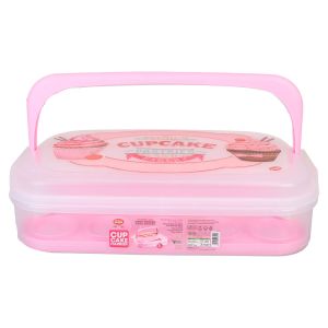Snips Plastic Food Keeper With Lid For Cupcakes, 43x27.5 cm - Rose