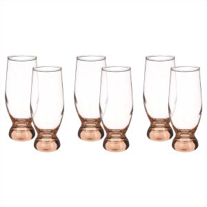 Pasabahce Glass Cups Set, 6 Pieces, 370 ml - Brown