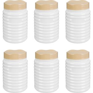 Winner Plast Plastic Spice and Jar Set, 6 Pieces, 330 ml - White Beige