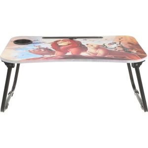 Al Alamiya 3D Wooden Laptop Table with Metal Legs, Easy to Fold, 60×40 cm - Multicolor
