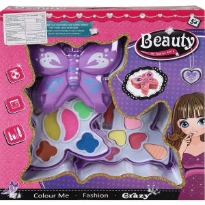 Plastic Butterfly Shape Makeup Toy For Girls, 2 Layers - Purple