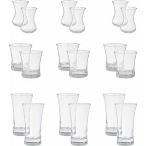 Pasabahce Glass Cup Set, 18 Pieces - Clear