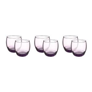Pasabahce Glass Cups Set, 6 Pieces, 340 ml - Purple
