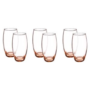 Pasabahce Glass Cups Set, 6 Pieces, 500 ml - Brown